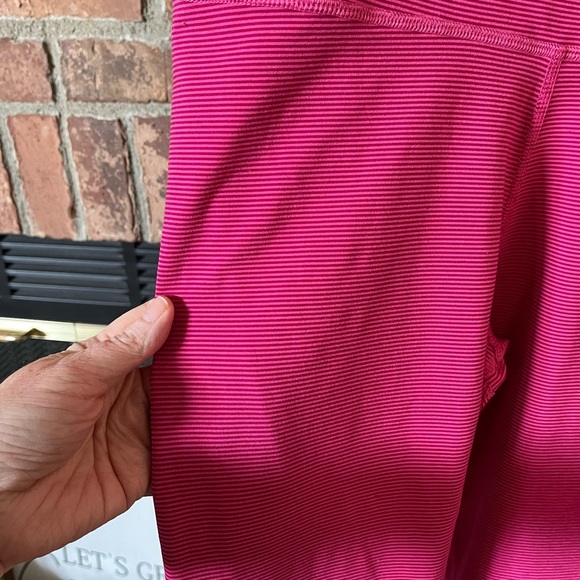 Nike Pink Striped Athletic Capri Pants - Picture 3 of 6